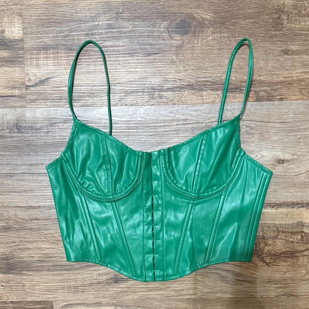 Green Leather Corset Top